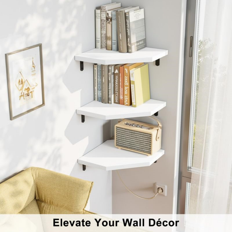 Andon Wood Floating Shelf, White