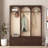 Farmhouse Wooden Style Hall Tree With Arched Design, Bench, 8 Retro Hooks, And 3 Drawers-720243827