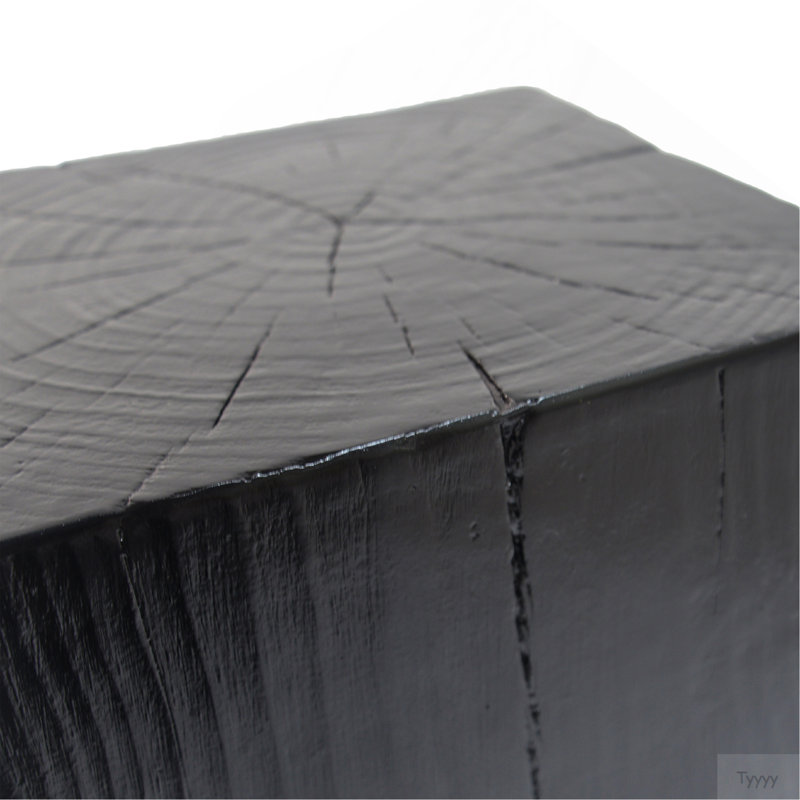 Wood-Look Square-Column MGO End Table, H18",Wood-Like Distressed Finish, Mix With Different Heights, Indoor Outdoor Use,Black Color