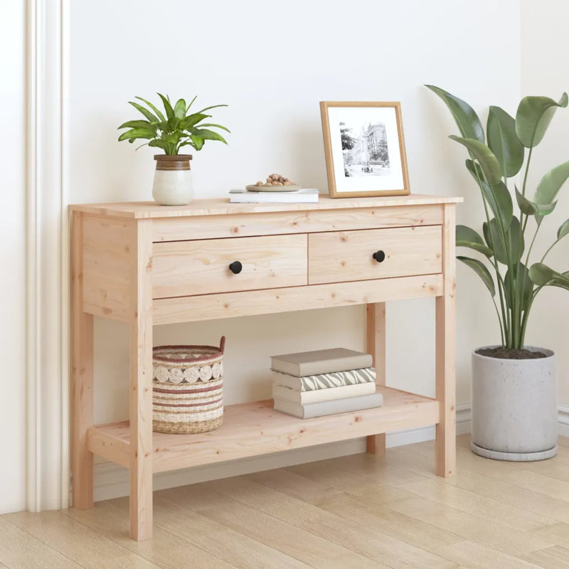 Kitrick Solid Wood Console Table, 75 H x 100 W x 35 D cm, Brown