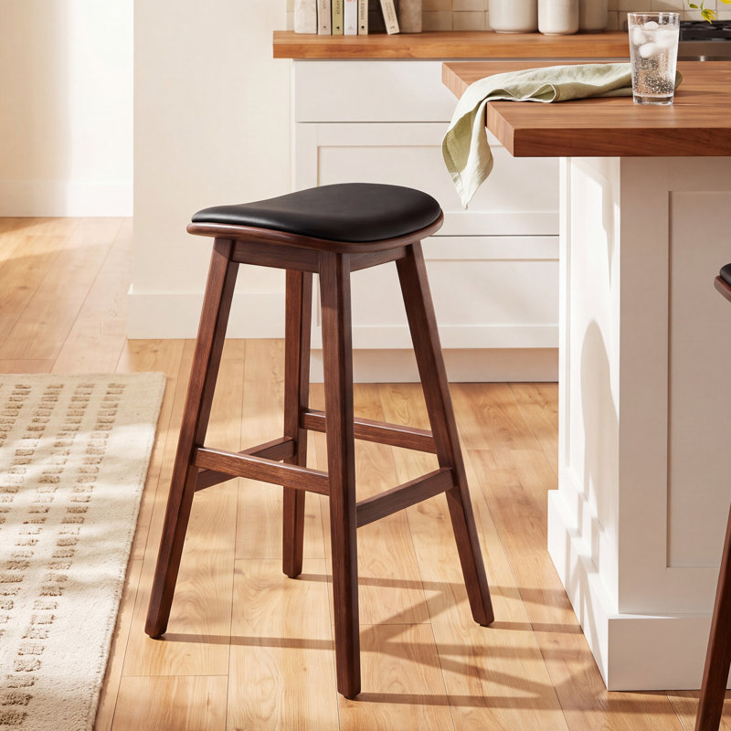 Eric Upholstered Counter Stool with Solid Wood Frame