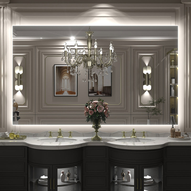 Wayfair Basics® UL Certified LED Anti-Fog Tempered Glass Bathroom/Vanity Mirror, 60" x 36"