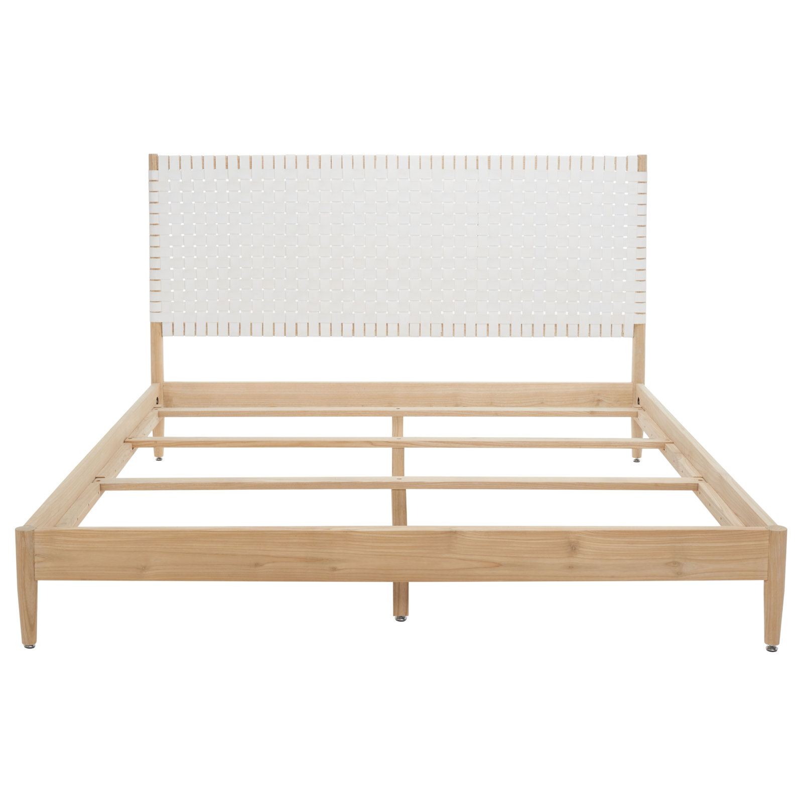 Tamita Leather Bed, White/Natural, Queen