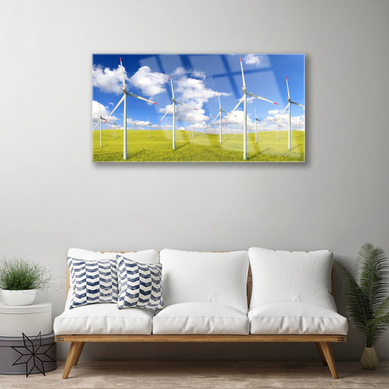 Glass Print Wall Art 100X50cm Image Printed On Glass Decorative Wall Picture Behind Toughened / Tempered Safety Real Glass For Kitchen & Living Room Theme: Field Architecture