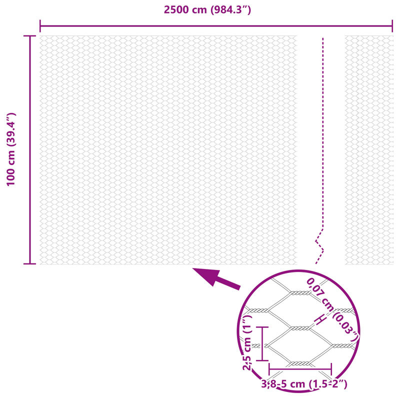 100cm H x 2500cm W Metal Border Fencing