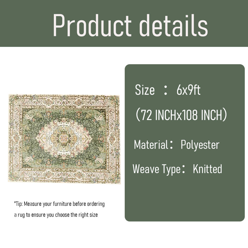 Tapis rétro, antidérapants, lavables, tapis Boho, Rectangle 6 pi x 9 pi