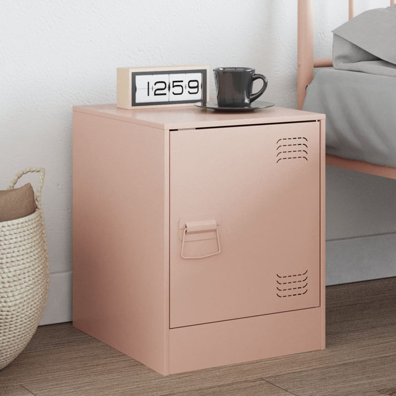 66 34.5cm W Steel Bedside Table, Pink, Individual