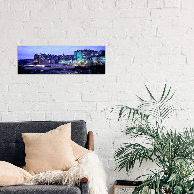The Old Town Edinburgh Scotland - No Frame Panoramic Print on Canvas, 30.48 cm H x 91.44 cm W x 3.175 cm D