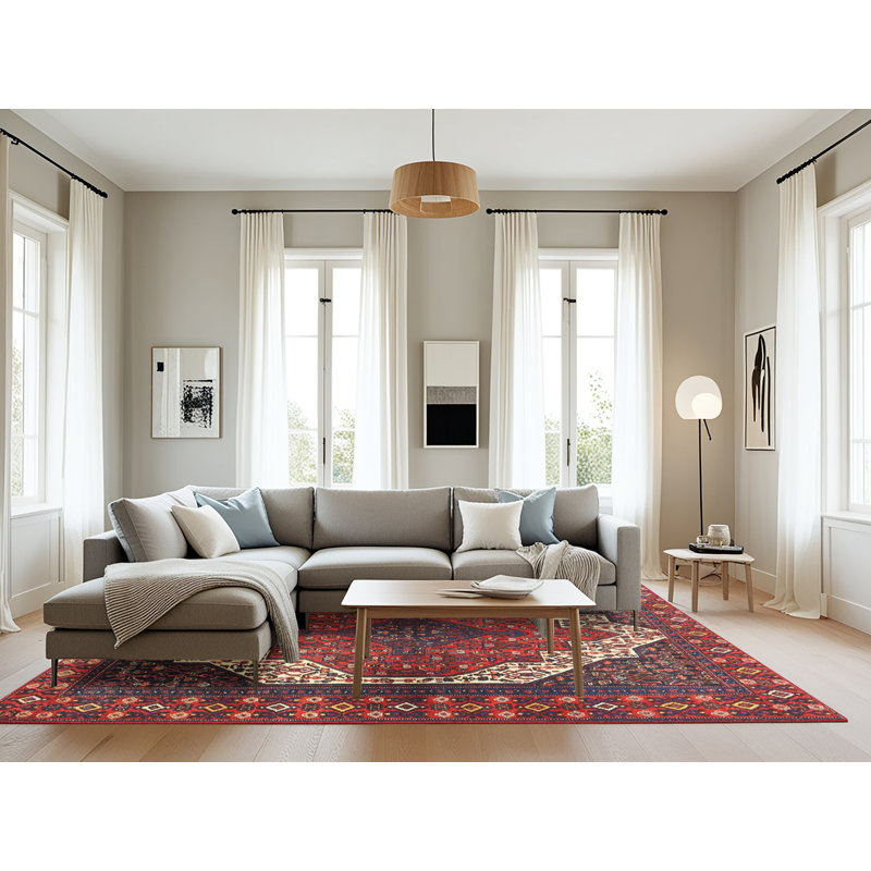 Tapis oriental rouge / bleu / beige, Rectangle 8 pi x 12 pi
