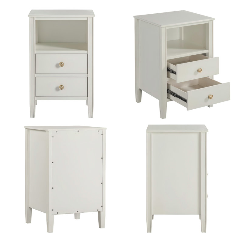 Winston 2-Drawer Storage Nightstand, White