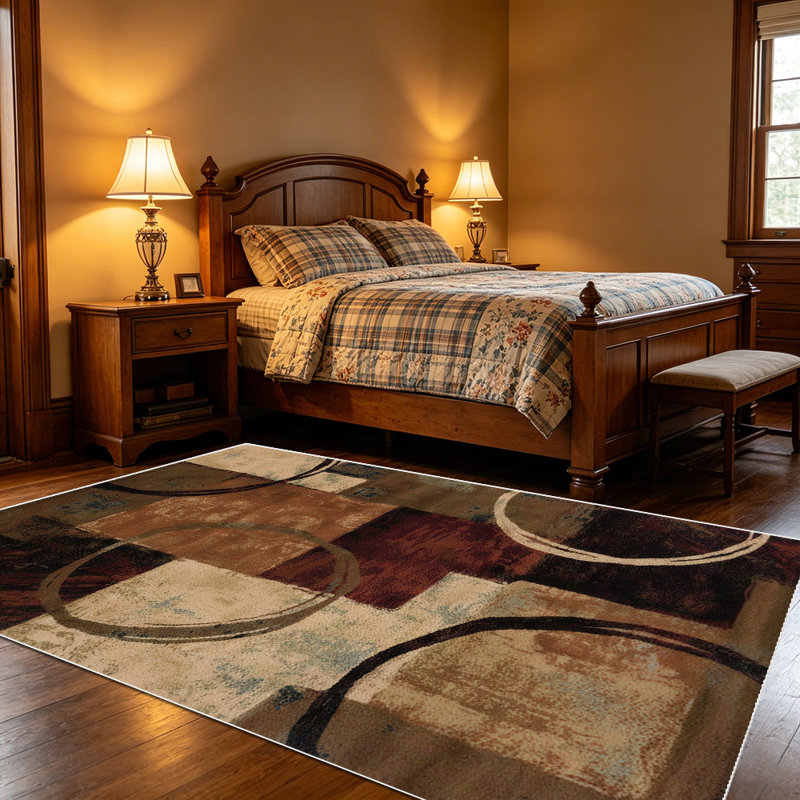 1PC Distressed Geometric Circle Patchwork Rustic Abstract area rugs for Living Room, Soft, All seasons, Easy-maintain, Washable Indoor mat, Farmhouse suitable for dining room, bedroom, kitchen, entryway, home office, patio, Home Decor, Outdoor Decor.
