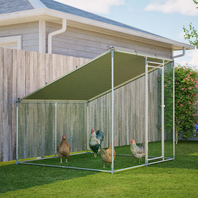 Enclos à poules d'extérieur robuste en maille renforcée résistante aux rayons UV 84 x 78,7 x 72,7 po