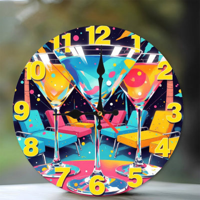 cocktail clock colorful vibrant design