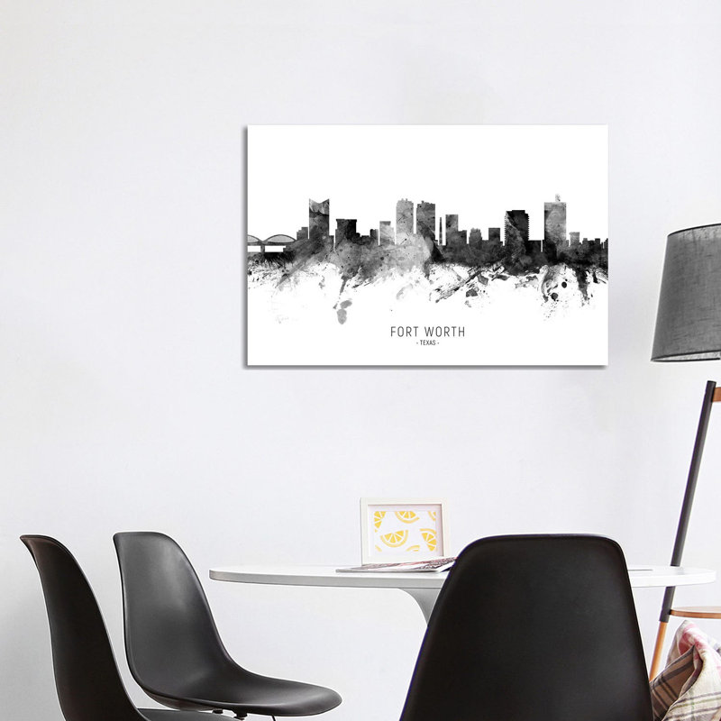 Fort Worth Texas Skyline Name Bw by Michael Tompsett - Wrapped Canvas Gallery-Wrapped Canvas Giclée, 66.04cm H x 101.6cm W