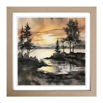 Sunrise Ink Wash No.5 - Framed Print