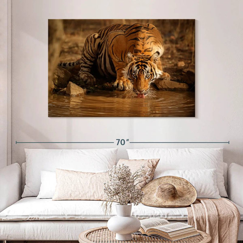 Brampt Drinking Wild Tiger, 32" H x 48" W