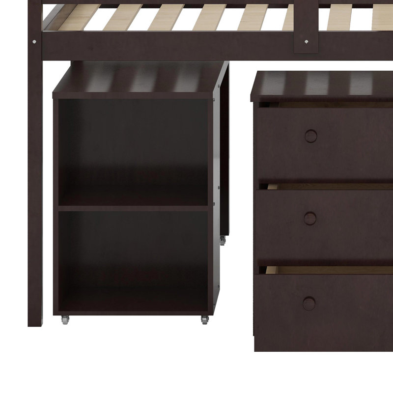 Lit mezzanine avec armoire et portable, Espresso