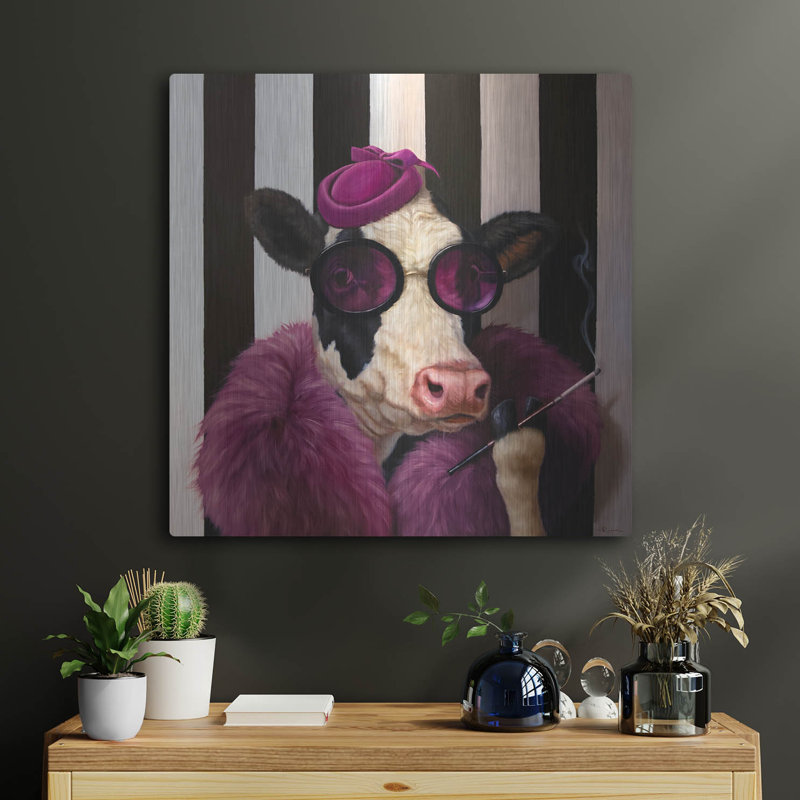  «Lady Moo Moo» par Lucia Heffernan, art mural en métal, 24 po x 24 po, H 24 po x l 24 po