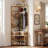 Space-Saving Corner Freestanding Hall Tree Coat Rack, Spacious Storage Shelves & Removable Durable Hooks, Anti-Tip Design Fits Entryway-1262767577