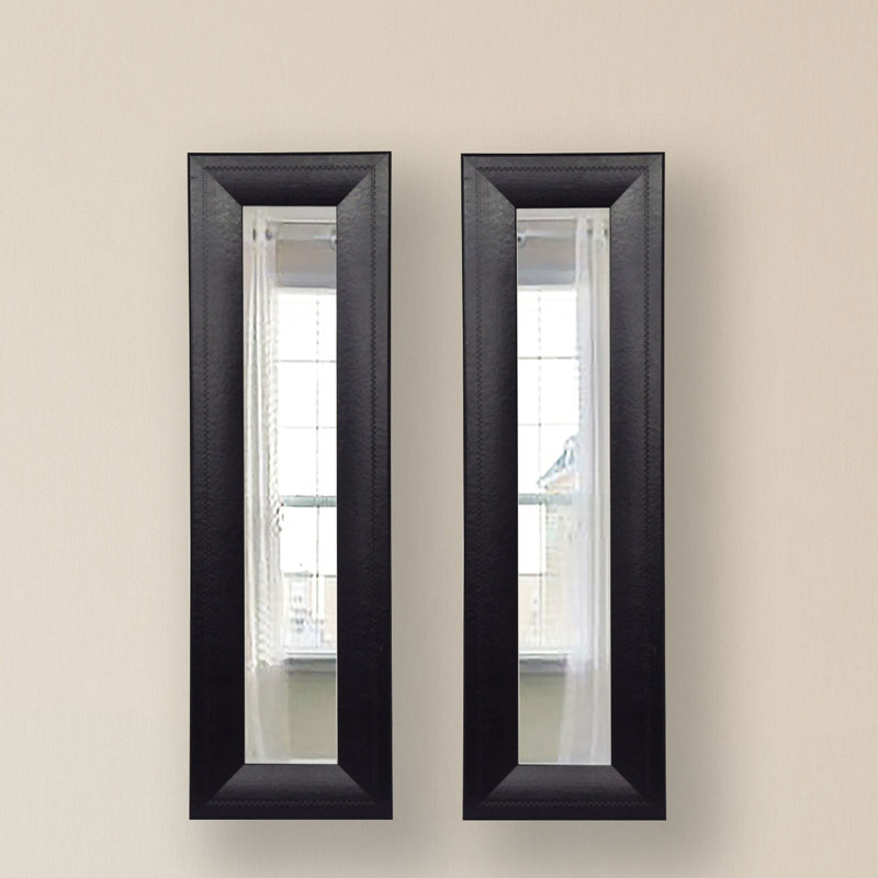 Niami Flat Leather Wall Mirror, 39.75" H x 11.75" W