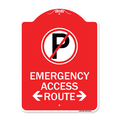 Signmission Designer Series Sign - Emergency Access Route (With Bidirectional Arrow)/24111