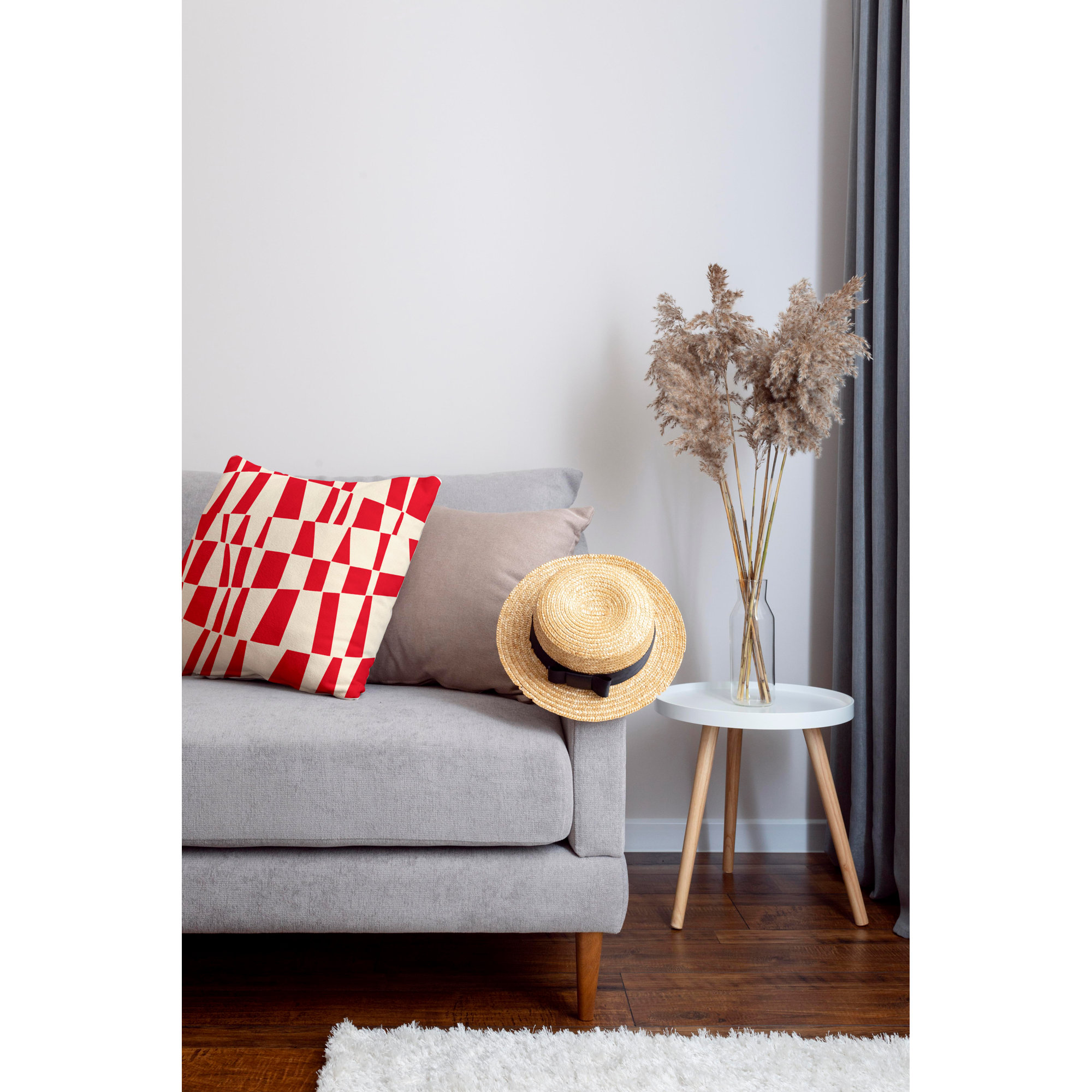 Polyester Throw Square Indoor/Outdoor Pillow Cover & Insert, 19W" x 19H", Red