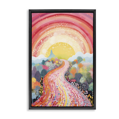 Toile flottante encadrée «Pink Brick Road» par Petal Prints Design