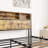 Metal Platform Queen Bed With Headboard Storage & Charging Option - No Box Spring, Noise-, Black, Structure And 2 Ports Black Modern Look-573179318
