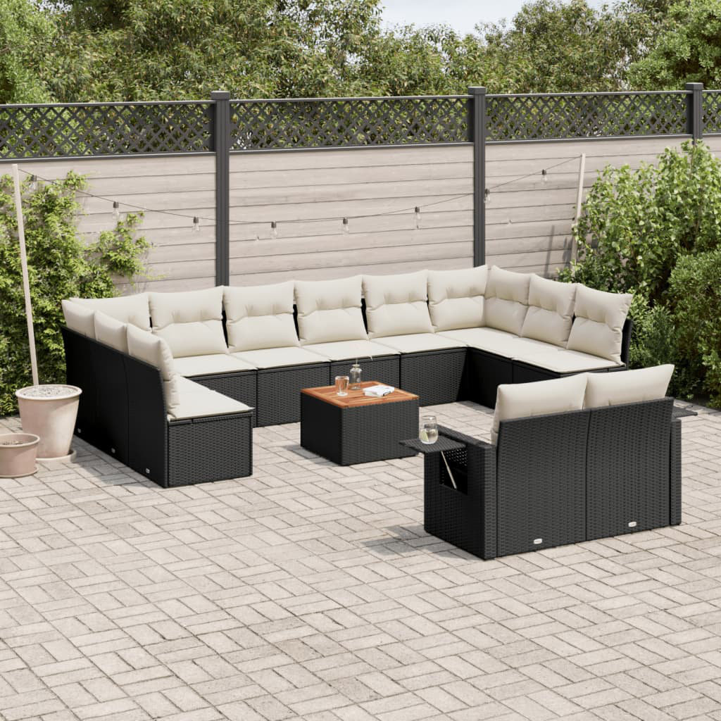 Vidaxl 13-Tlg. Garten-Sofagarnitur Mit Kissen Schwarz Poly Rattan 5