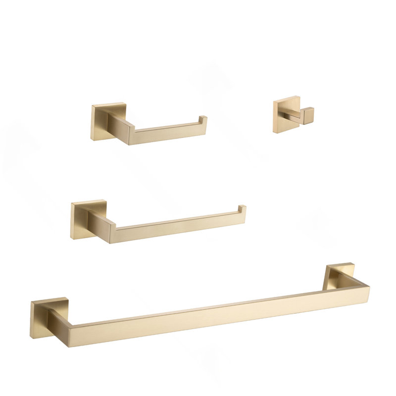 4 - Piece Bathroom Hardware Set, Brushed Gold