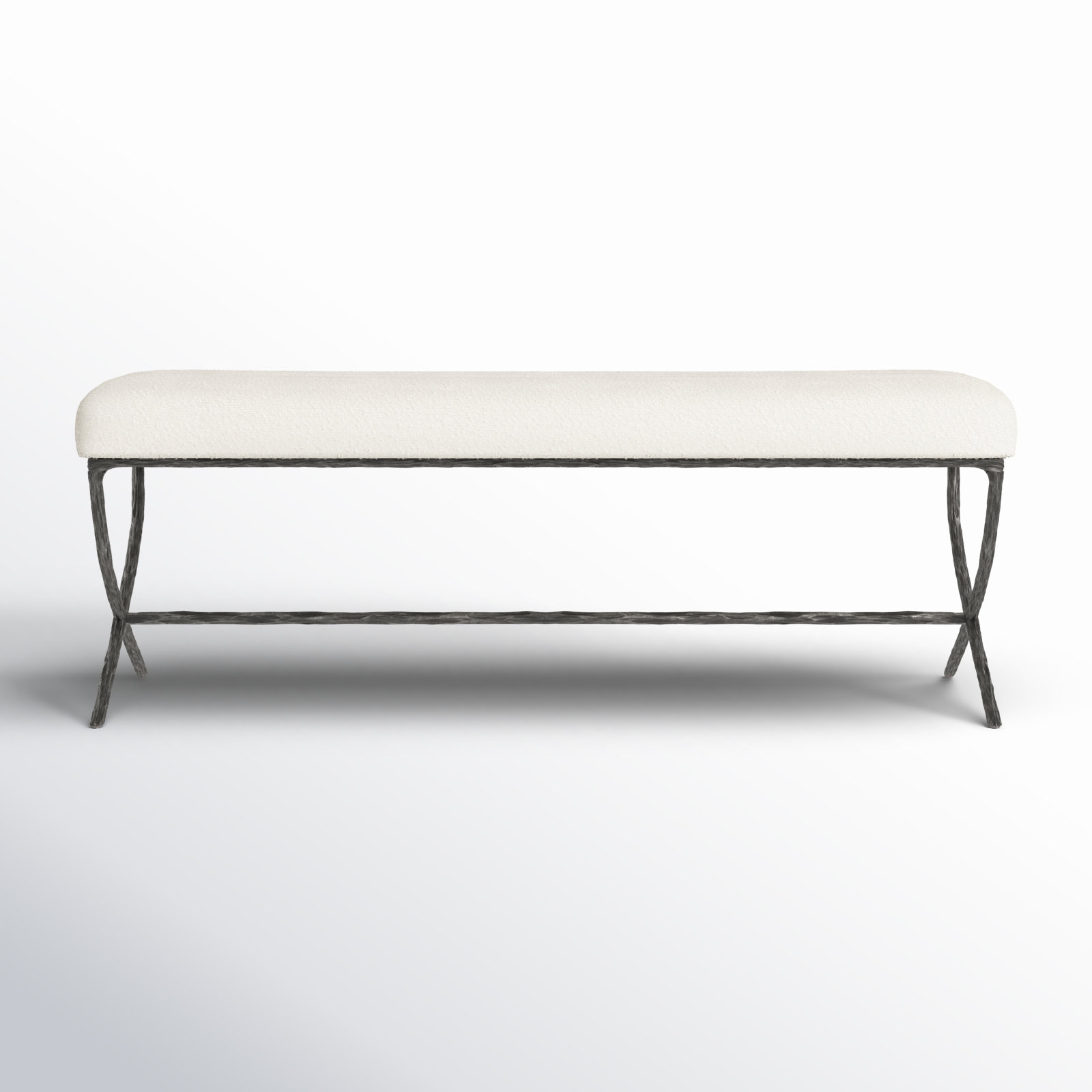 Evelynn 48" Upholstered Bench, Black, Ivory