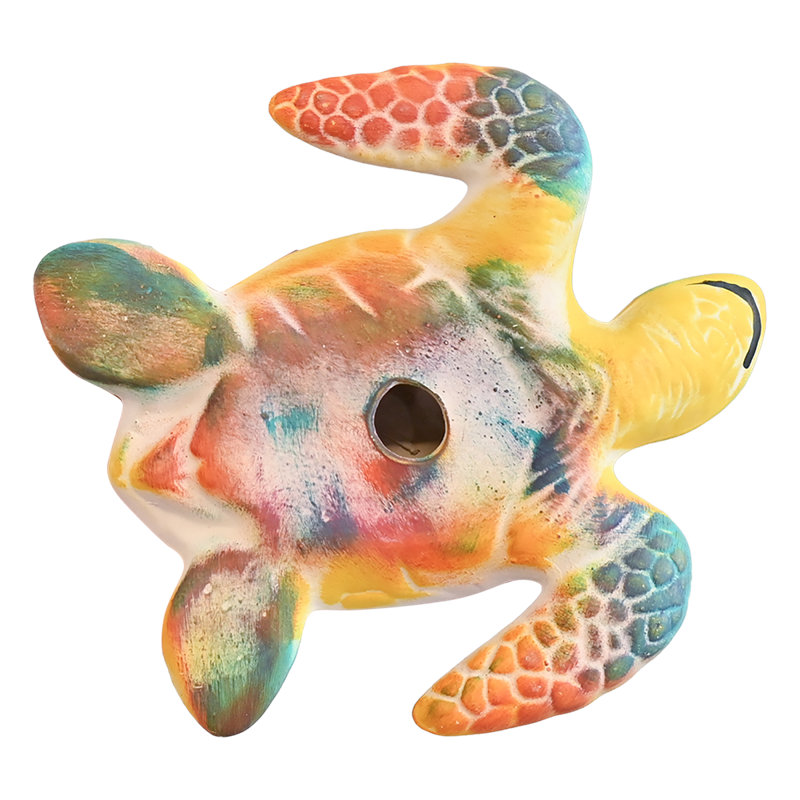 Ensemble de tortues murales en argile et en verre, Orange