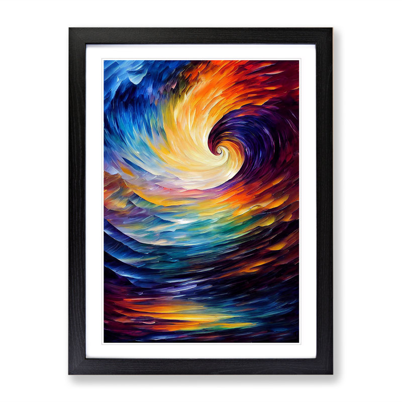 Ocean Wave Abstract No.6 - Single Picture Frame Print, Black, 64cm H x 46cm W
