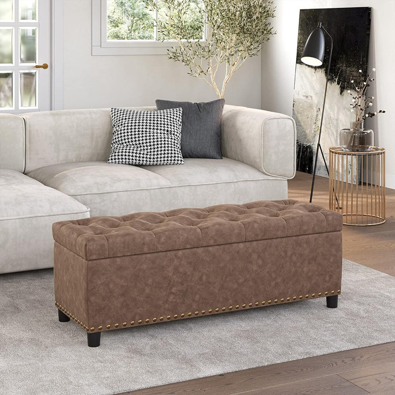 Banc de rangement rembourré en similicuir Fili