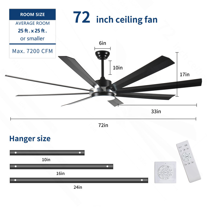 72 Inch Industrial DC Motor Ceiling Fan With Light
