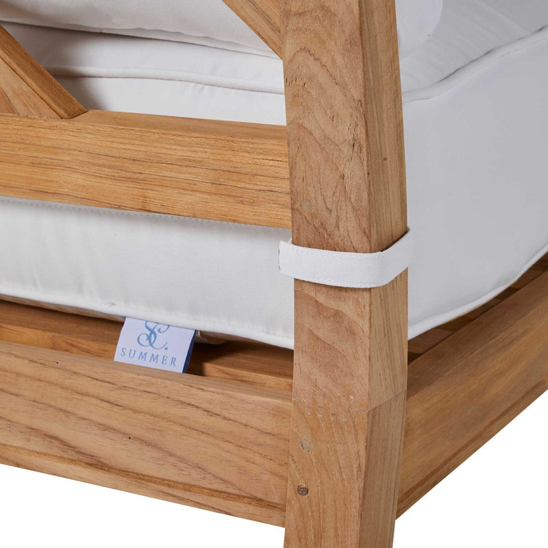 Haley Teak Patio Chair with Cushions, Natural Teak, Natural White, No welt + Standard fill