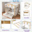 Lit superposé avec garde-corps en forme de maison, tablettes de rangement et lit gigogne-2124834968