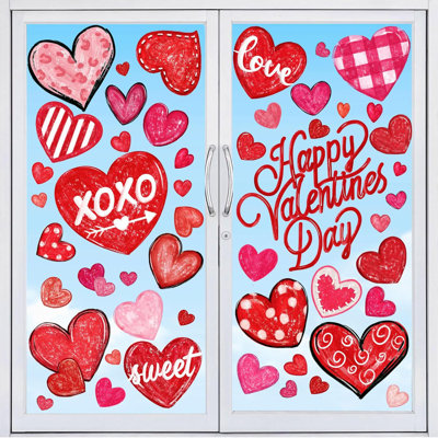 6 feuilles de fenêtre Valentines