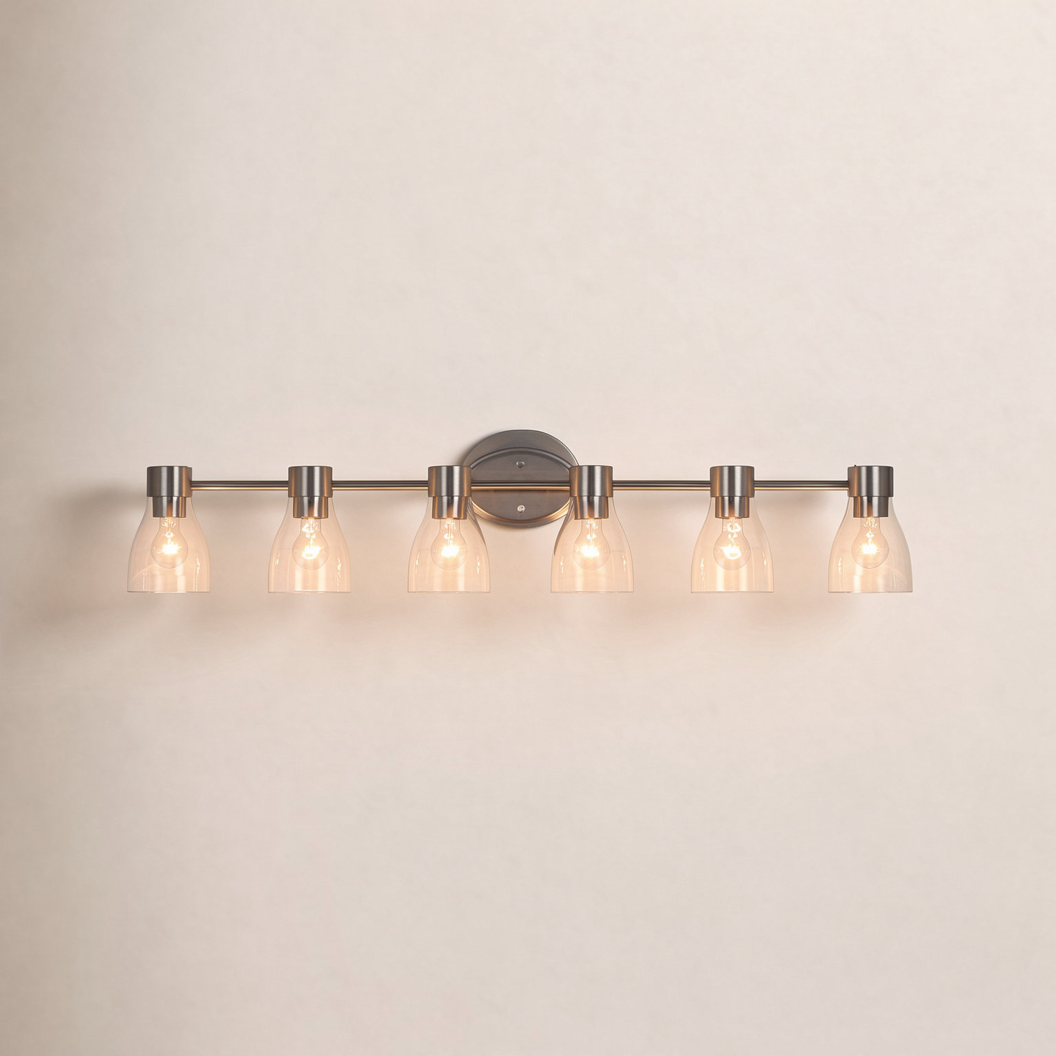 Jessa Dimmable Vanity Light, 6, Brushed Nickel