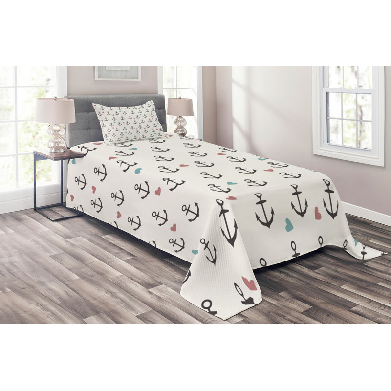 Anchor Coastal Polyester Coverlet, Twin Bedspread + 1 Sham