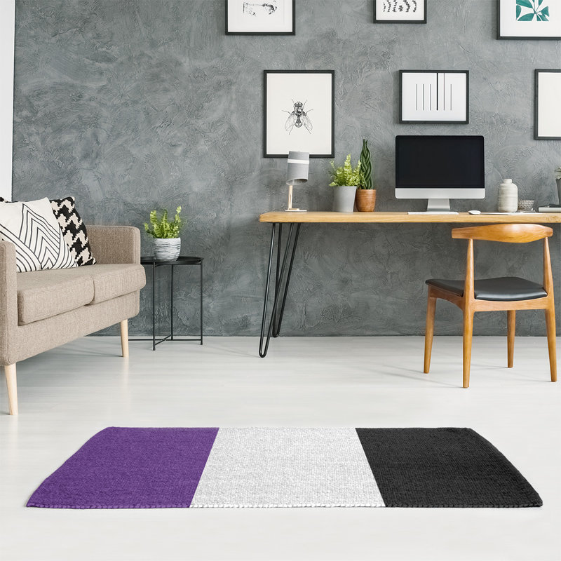 Tapis mauve rayé/noir de zone, Rectangle 4 pi x 6 pi