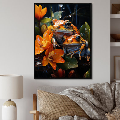 «Orange Frogs on Glass Effect», reproduction sur toile