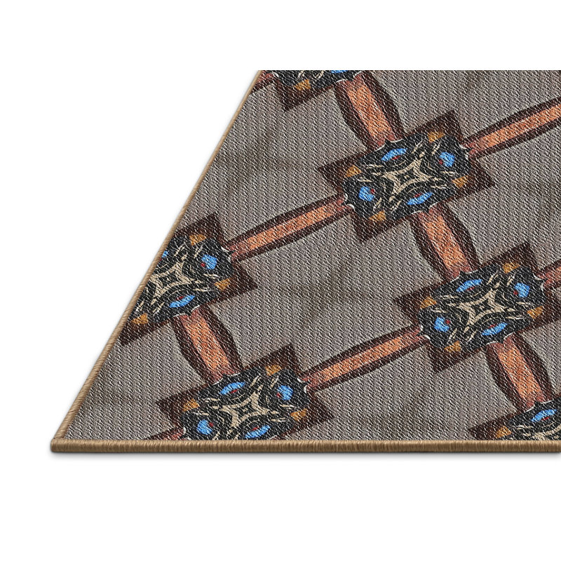 Tapis décoratif brun géométrique, Rectangle 7 pi x 9 pi