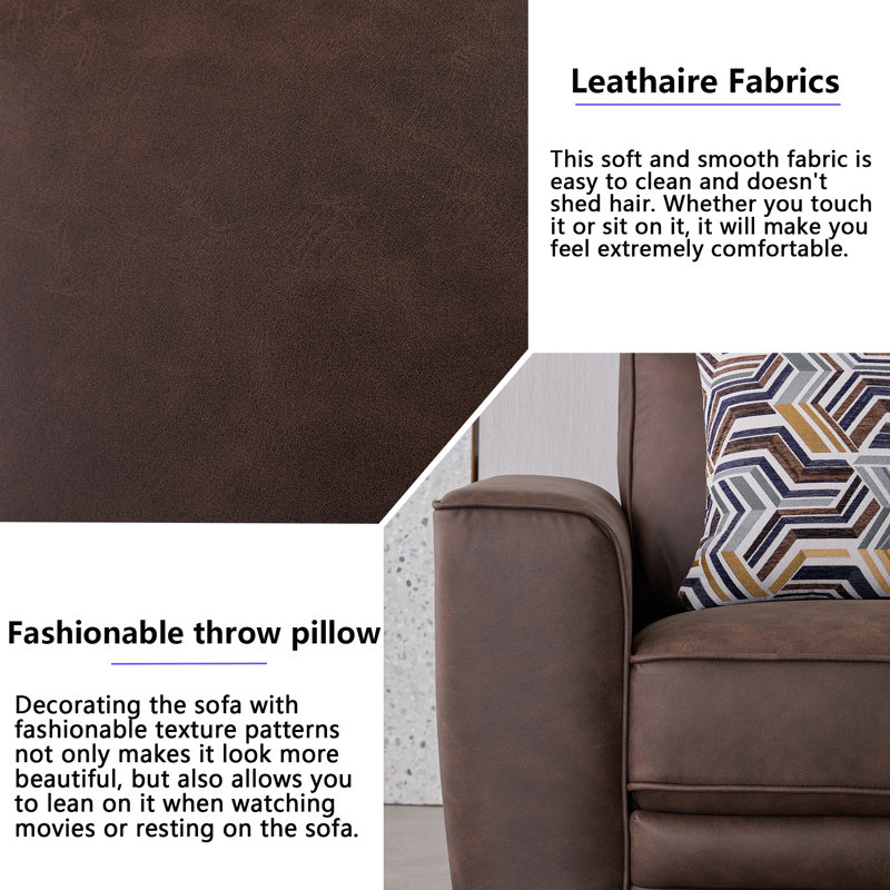 Ensemble de canapé brun 3 pièces Leathaire Fabrics, Brun