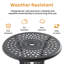 Ensemble de salle à manger 3 pièces 30,71 pouces pour l'extérieur en fonte d'aluminium avec trou pour parasol et coussins bruns