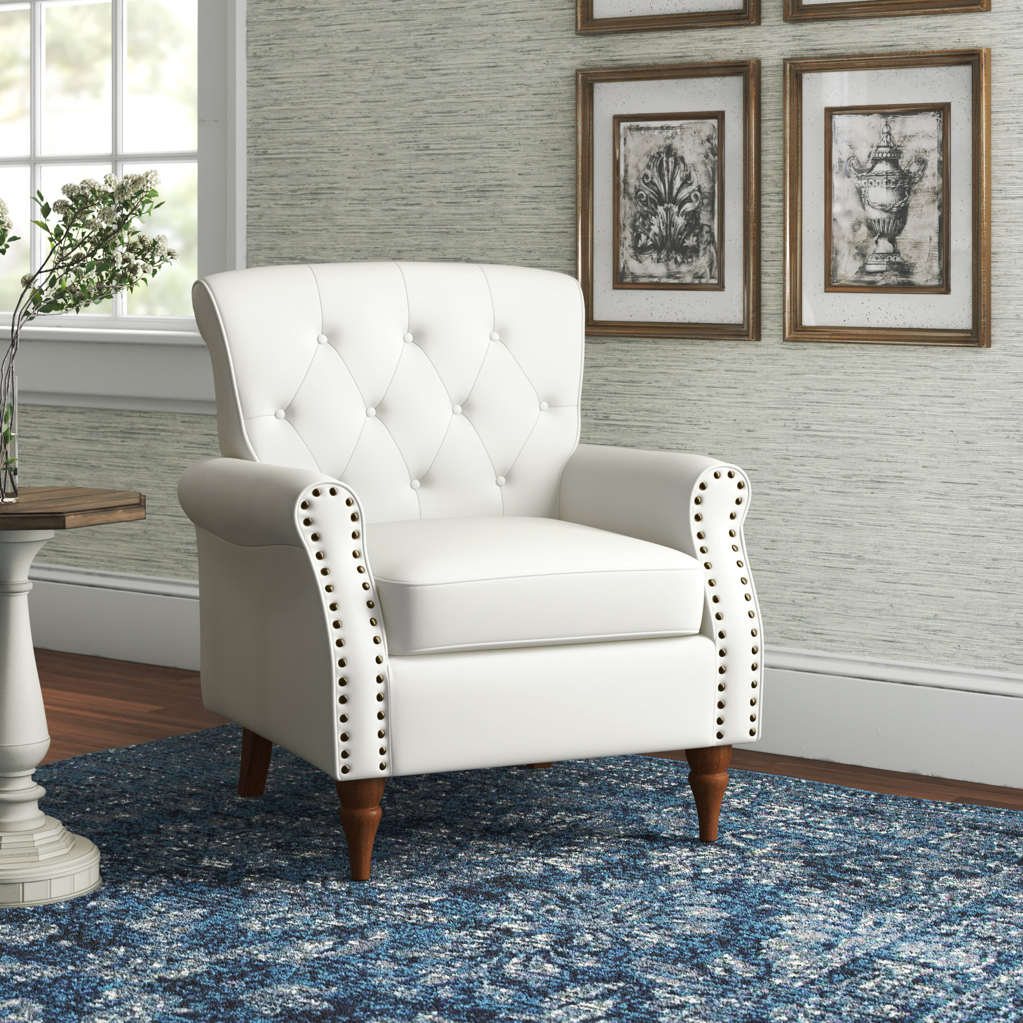 White 2025 tufted armchair