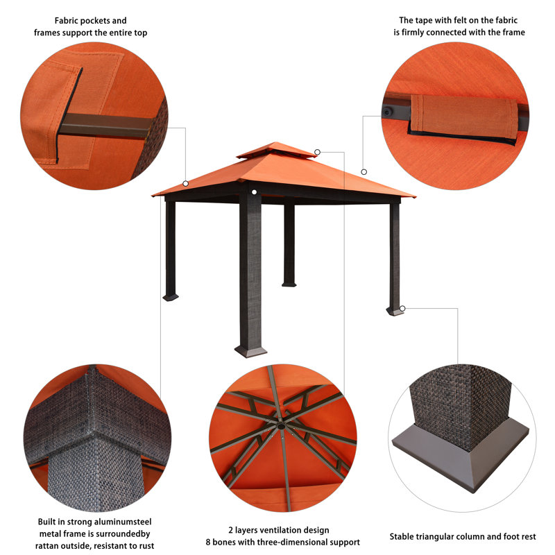 Eliteshade Aluminum Grill Gazebo, Rust, 12 Ft. W x 12 Ft.