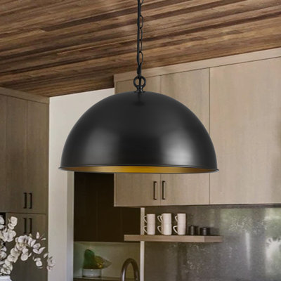 Industrial 1 - Light Black Metal Dome Pendant