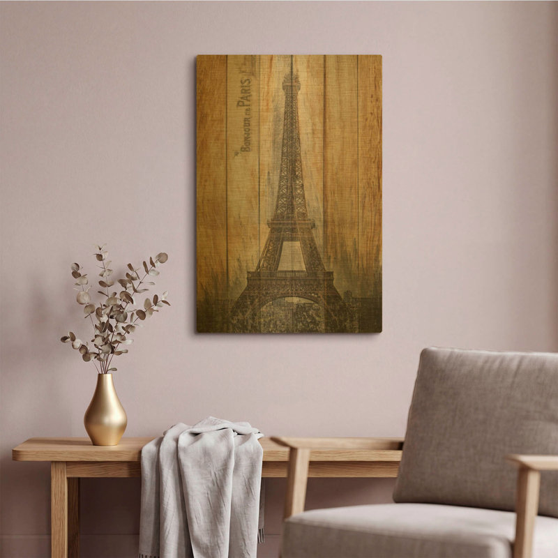«Rustic Eiffel Tower» par Karen Smith, art mural en métal doré, 16 po x 24 po, 16 po x 24 po