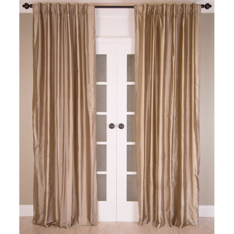 Panneau de rideau obscurcissant Dupioni Silk, L 51 po x L 84 po, Rayures champignons